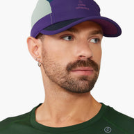 GOCap SC - Iconic Pyramid by Ciele in purple, navy, and light grey with SOFTcurve brim for long-distance running comfort and sun protection