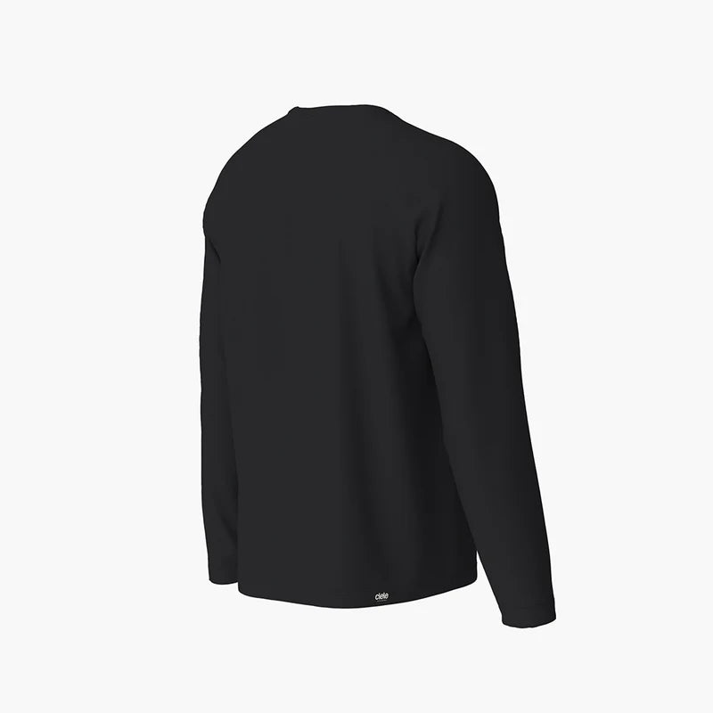 Dly Long Sleeve - Men by Ciele in black, four-way stretch performance shirt with UPF 50+, flatlock stitching for running in cooler temps
