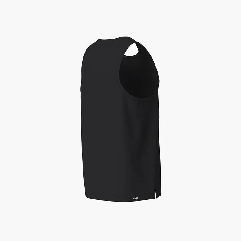 DLY Singlet - Men by Ciele in black, lightweight sweat-wicking running singlet designed for race-day comfort and performance in Canada