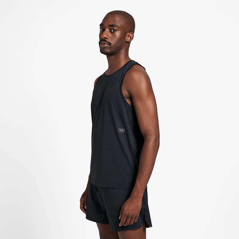 DLY Singlet - Men by Ciele in black lightweight, featherlight running singlet with sweat-fighting fabric ideal for race day and training