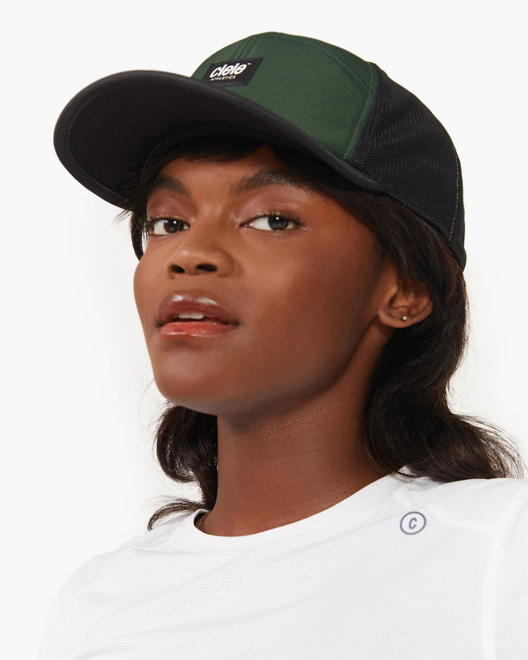 TRKCap SC - Box by Ciele in green and black with COOLmatic 3D air mesh, curved brim, technical trucker cap for running and outdoor use