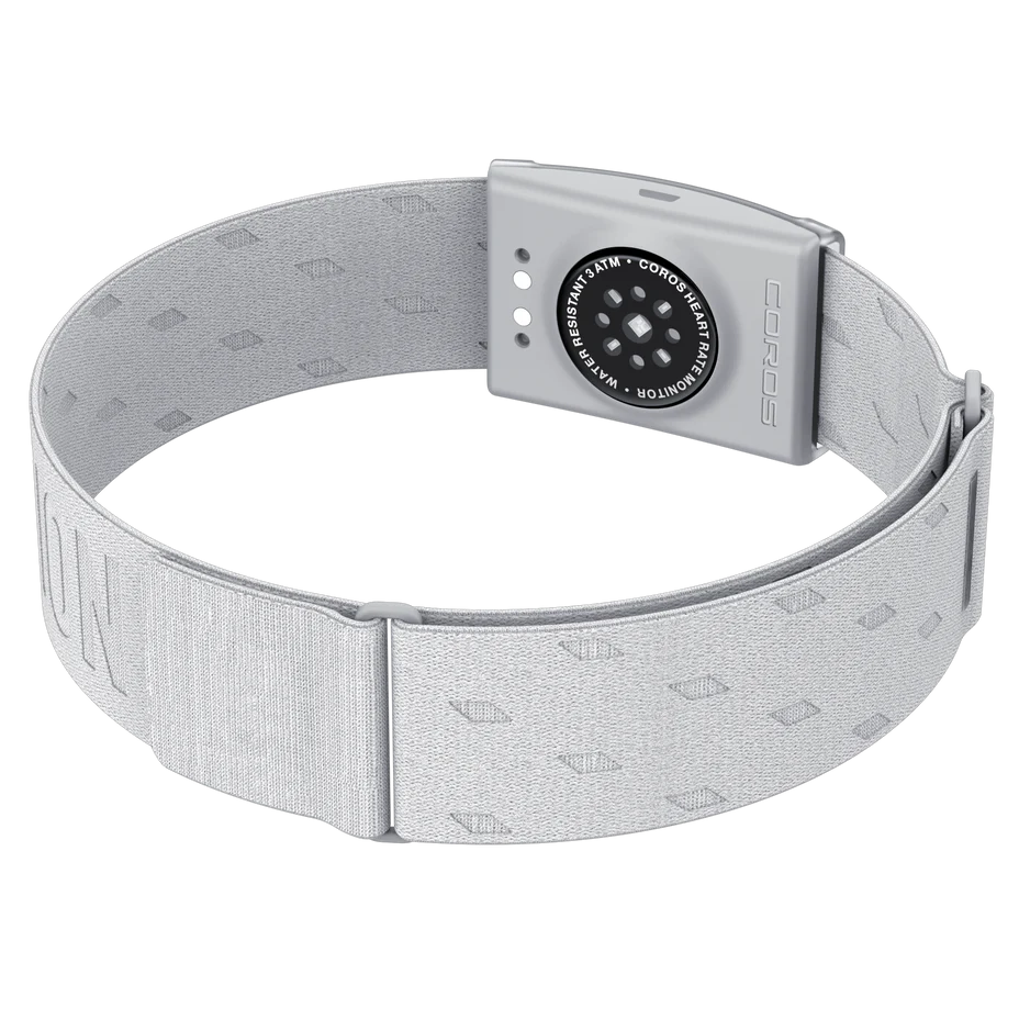 Heart Rate Monitor by Coros in light grey with Bluetooth compatibility and 38-hour continuous accurate tracking for running and workouts