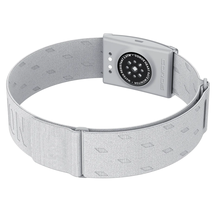 Heart Rate Monitor by Coros in light grey with Bluetooth compatibility and 38-hour continuous accurate tracking for running and workouts
