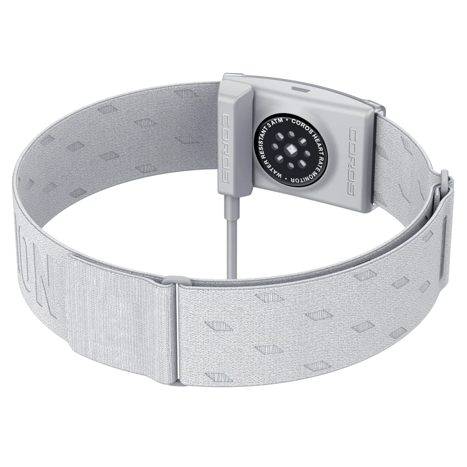 Heart Rate Monitor by Coros in light grey with Bluetooth compatibility and 38-hour continuous accurate heart rate tracking band