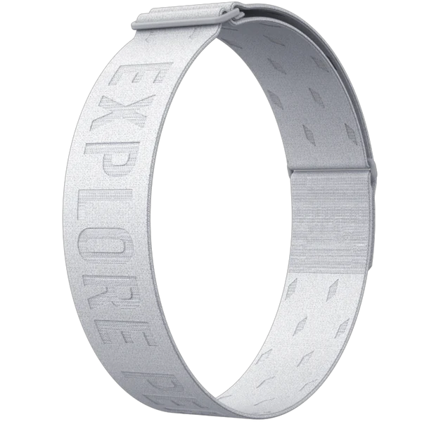 Heart Rate Monitor Band by Coros in light grey polyester fiber with nylon and spandex, breathable fit for accurate heart rate tracking