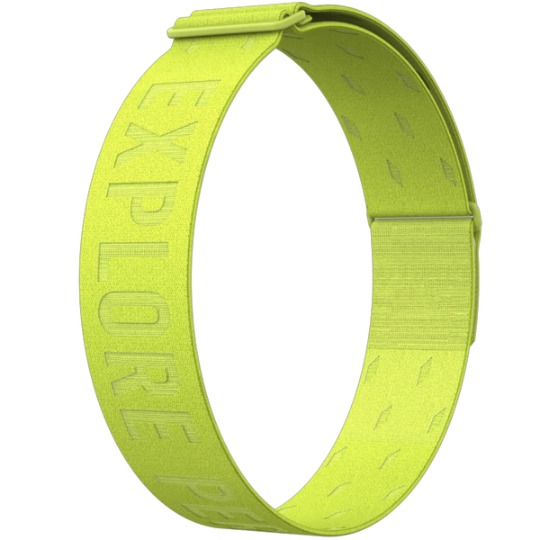 Heart Rate Monitor Band by Coros in neon yellow polyester fiber with snug, breathable fit for accurate heart rate tracking and comfort