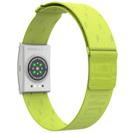 Heart Rate Monitor by Coros in lime green with Bluetooth, 38-hour continuous tracking, water resistant for accurate workout monitoring