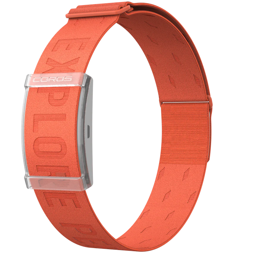 Heart Rate Monitor by Coros in orange with Bluetooth compatibility, over 38 hours continuous heart rate tracking for workouts