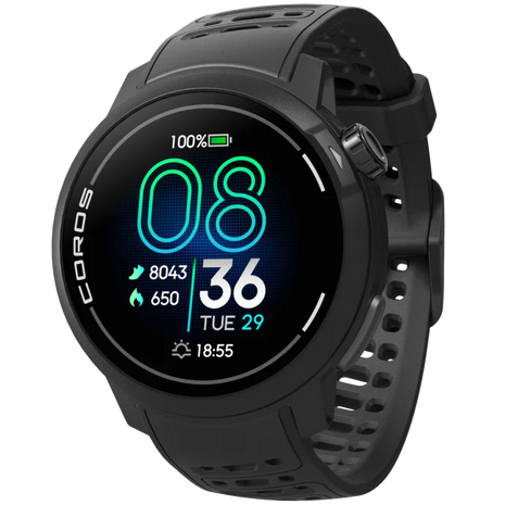 Pace Pro by Coros in black with AMOLED screen, energy-efficient processor, lightweight design for running and outdoor sports