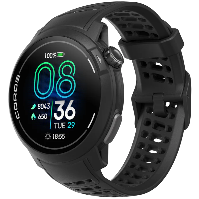 Pace Pro by Coros in black with AMOLED screen, lightweight design, high-performance processor for running and outdoor use