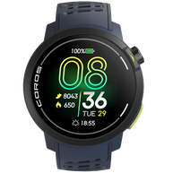 Pace Pro by Coros in blue with bright AMOLED screen, lightweight design, energy-efficient processor for running and fitness tracking