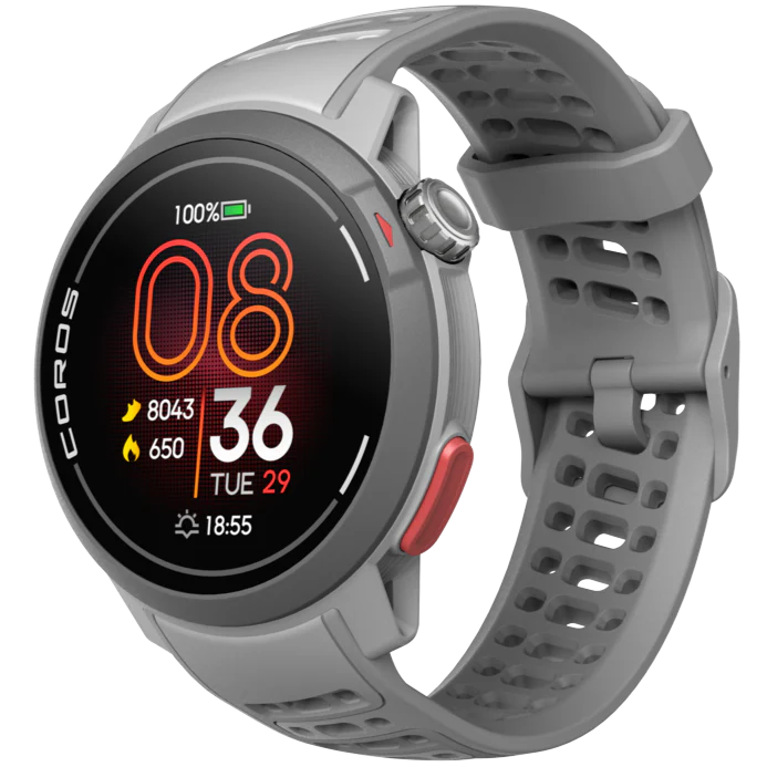Pace Pro by Coros in grey with AMOLED screen, energy-efficient processor, lightweight design ideal for running and outdoor training
