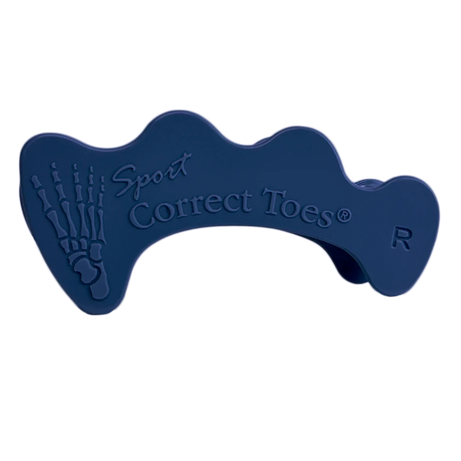 Correct Toes Sport in dark blue by Correct Toes, toe spacer designed to improve foot muscle strength and natural movement for sports and running