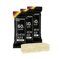 PF 60 Chew by Precision Fuel & Hydration in black packaging with original flavor, energy-dense chew bar for endurance athletes