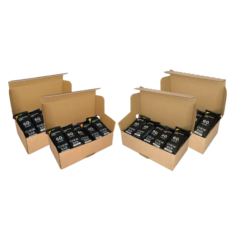 PF 60 Chew by Precision Fuel & Hydration in black packaging, energy chews with high energy-to-weight ratio for endurance athletes