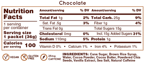 Chia Energy Gel - Chocolate w/Caffeine