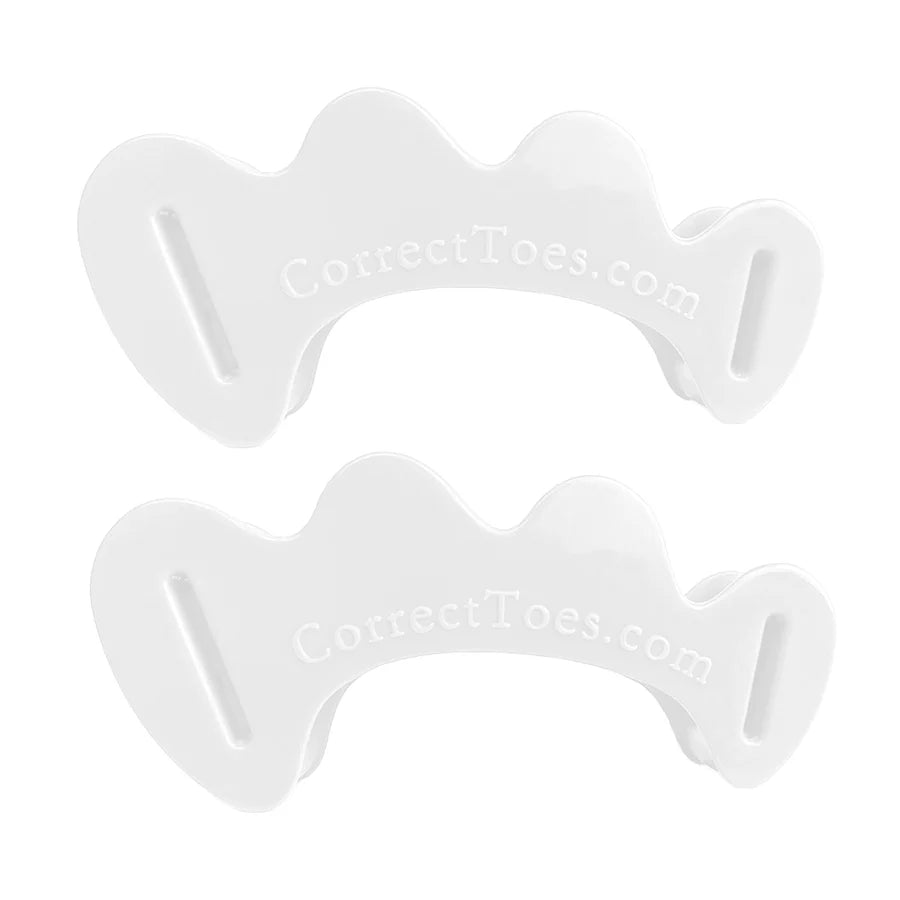 Correct Toes Original in white by Correct Toes, silicone toe spacers designed to align and strengthen foot muscles for improved foot health.