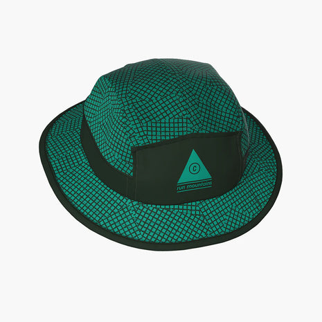 BKTHat - All Over Print - Run Mountains by Ciele in green and black, bucket hat with 360-degree performance and protection ideal for running outdoors