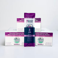 Denali Milk Chocolate Endurance Bar (30g) by 7 Summit Snacks in dark purple with honey and peanut butter for sustained energy and endurance