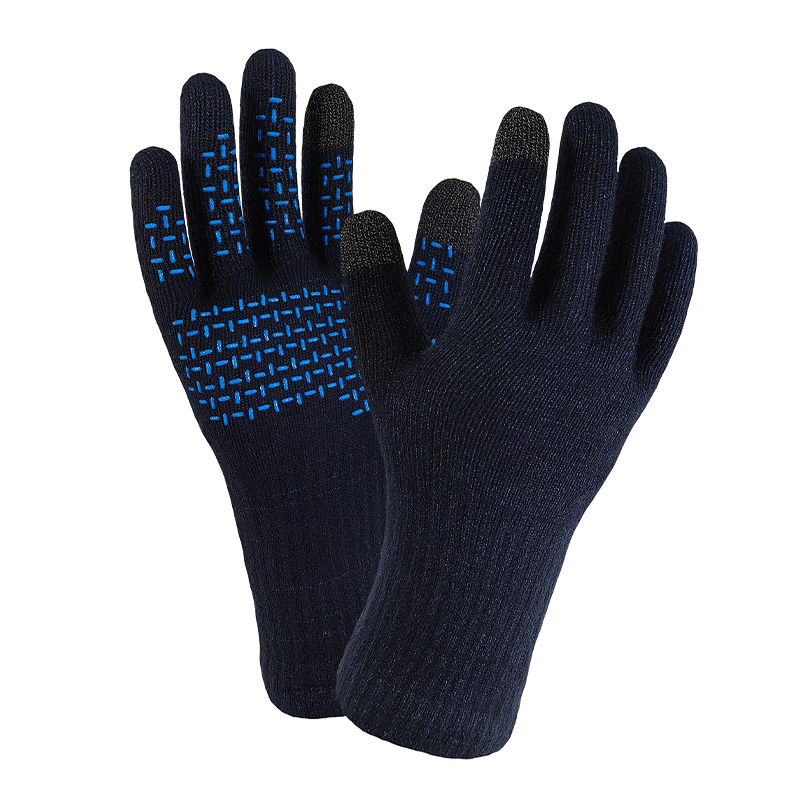 Waterproof ThermFit Glove 3.0 by Dexshell in black and blue, flexible waterproof gloves providing warmth and dryness for outdoor use