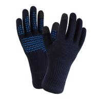 Waterproof ThermFit Glove 3.0 by Dexshell in black and blue, flexible waterproof gloves providing warmth and dryness for outdoor use