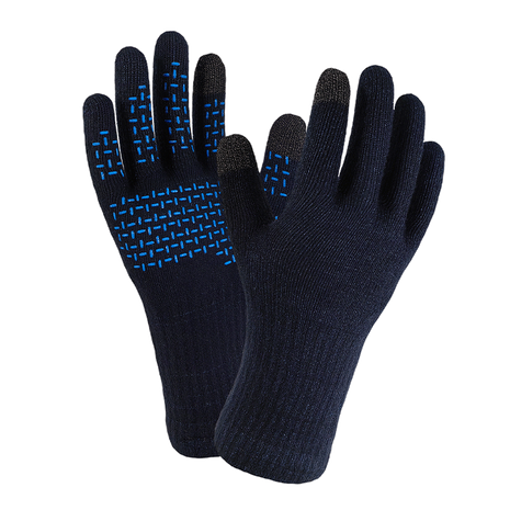Waterproof ThermFit Glove 3.0 by Dexshell in black and blue, flexible waterproof gloves providing warmth and dryness for outdoor use