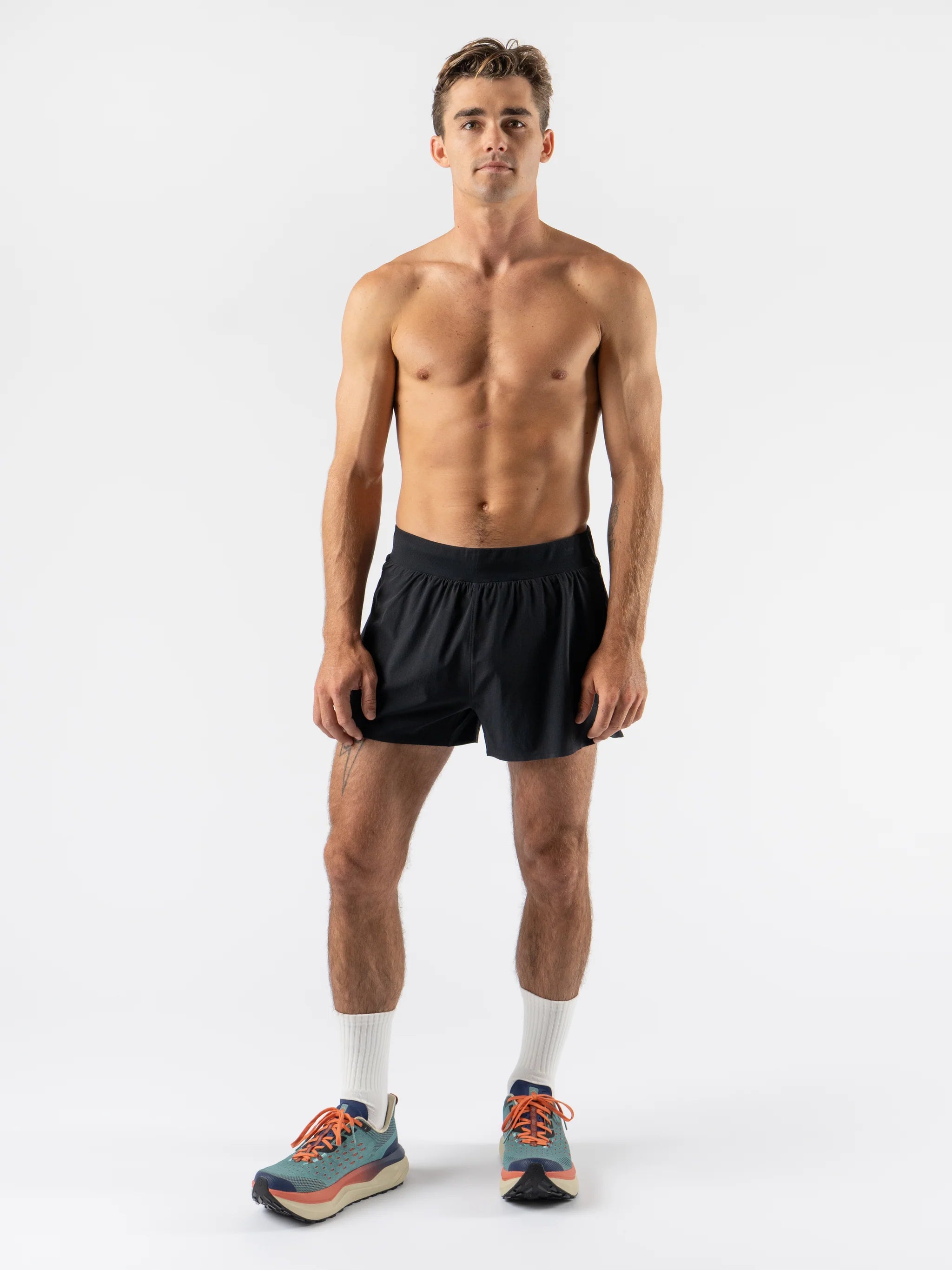 FKT 3 - Men by Rabbit in black technical stretch fabric, upgraded fit trail shorts ideal for running and outdoor activities