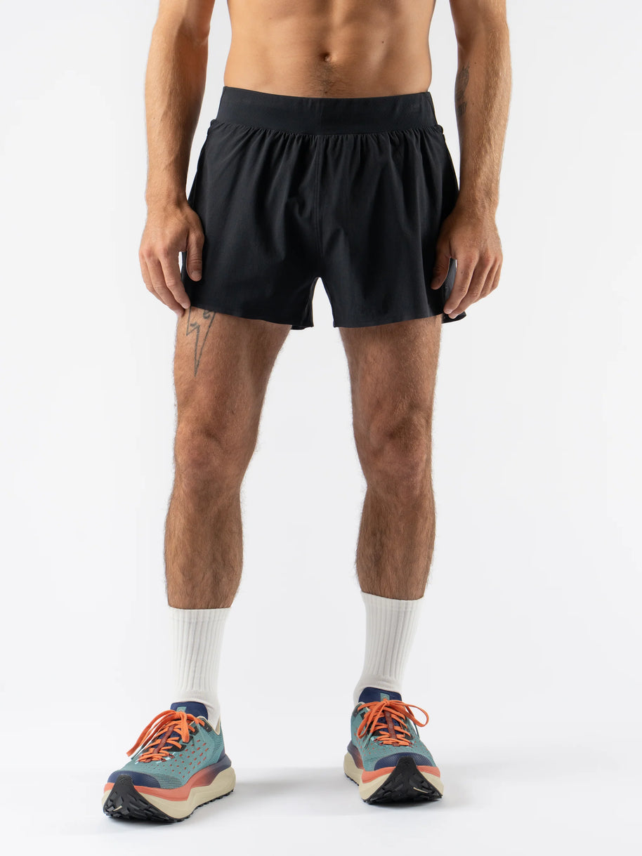 FKT 3 - Men in black by Rabbit, technical stretch trail shorts with dialed fit and enhanced craftsmanship for running and outdoor use