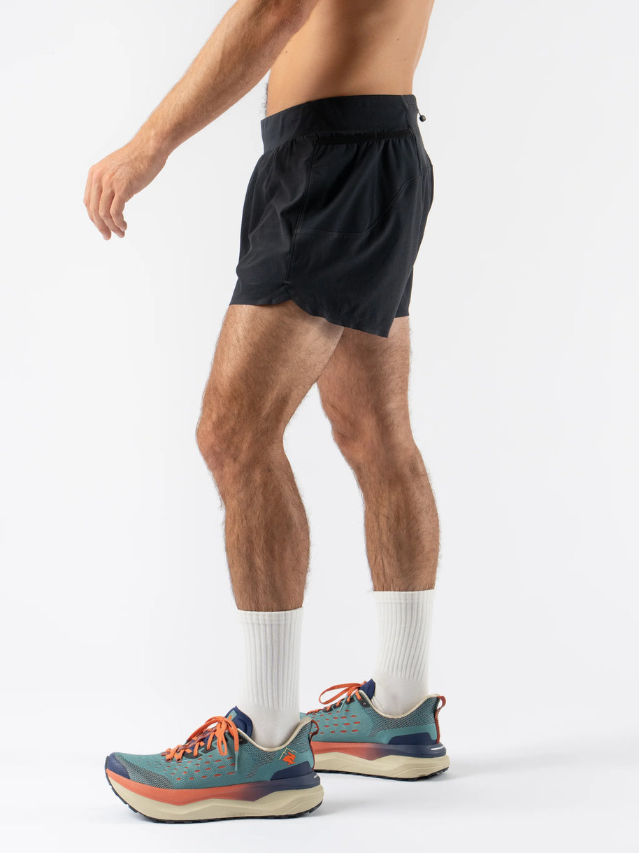 FKT 3 - Men by Rabbit in black, technical stretch trail shorts with dialed fit and enhanced craftsmanship for running and outdoor use