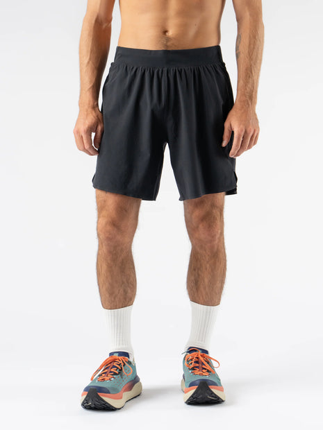 FKT 7 - Men in black by Rabbit, lightweight durable shorts with technical stretch fabric and semi-relaxed fit for trail running