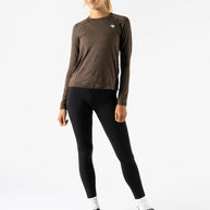 EZ Tee LS - Women by Rabbit in brown lightweight long sleeve shirt, soft and comfortable for training runs and everyday wear