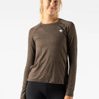EZ Tee LS - Women by Rabbit in dark brown soft lightweight long sleeve top designed for training runs and everyday comfort