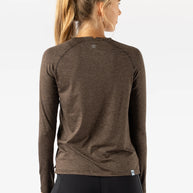 EZ Tee LS - Women by Rabbit in dark brown lightweight long sleeve top, soft and comfortable for training runs and casual wear