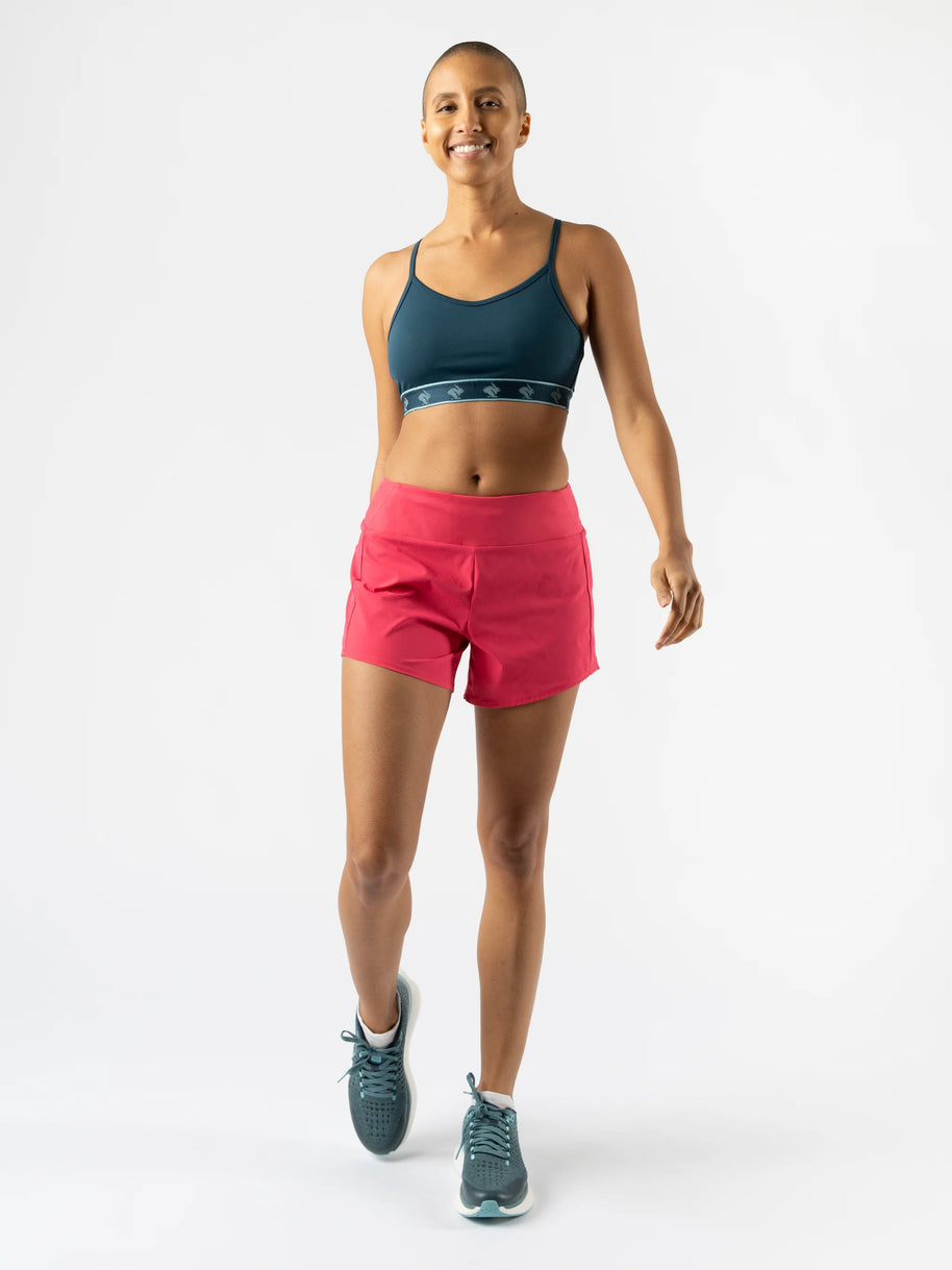 Strappy Pocket Bra - Women in teal by Rabbit with built-in pocket, minimal bounce, and total comfort, ideal for running and active wear