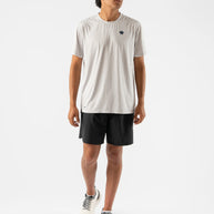 UPF Tee SS - Men by Rabbit in light grey, ultra lightweight jersey with UPF 50 and laser-cut venting for sun protection and running.