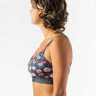 Strappy Pocket Bra - Women by Rabbit in floral pattern with built-in pocket, minimal bounce, and total comfort for active wear