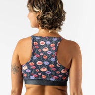 Strappy Pocket Bra - Women by Rabbit in floral print with built-in pocket, minimal bounce, and comfortable fit for active wear and running