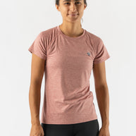 EZ Tee SS - Women by Rabbit in heather rose lightweight soft running top ideal for everyday running workout and relaxation