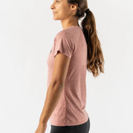 EZ Tee SS - Women by Rabbit in dusty rose lightweight soft running top ideal for everyday running, working out, and relaxing