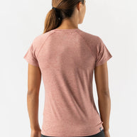 EZ Tee SS - Women by Rabbit in dusty rose, lightweight soft running top ideal for everyday running, workouts, and casual wear