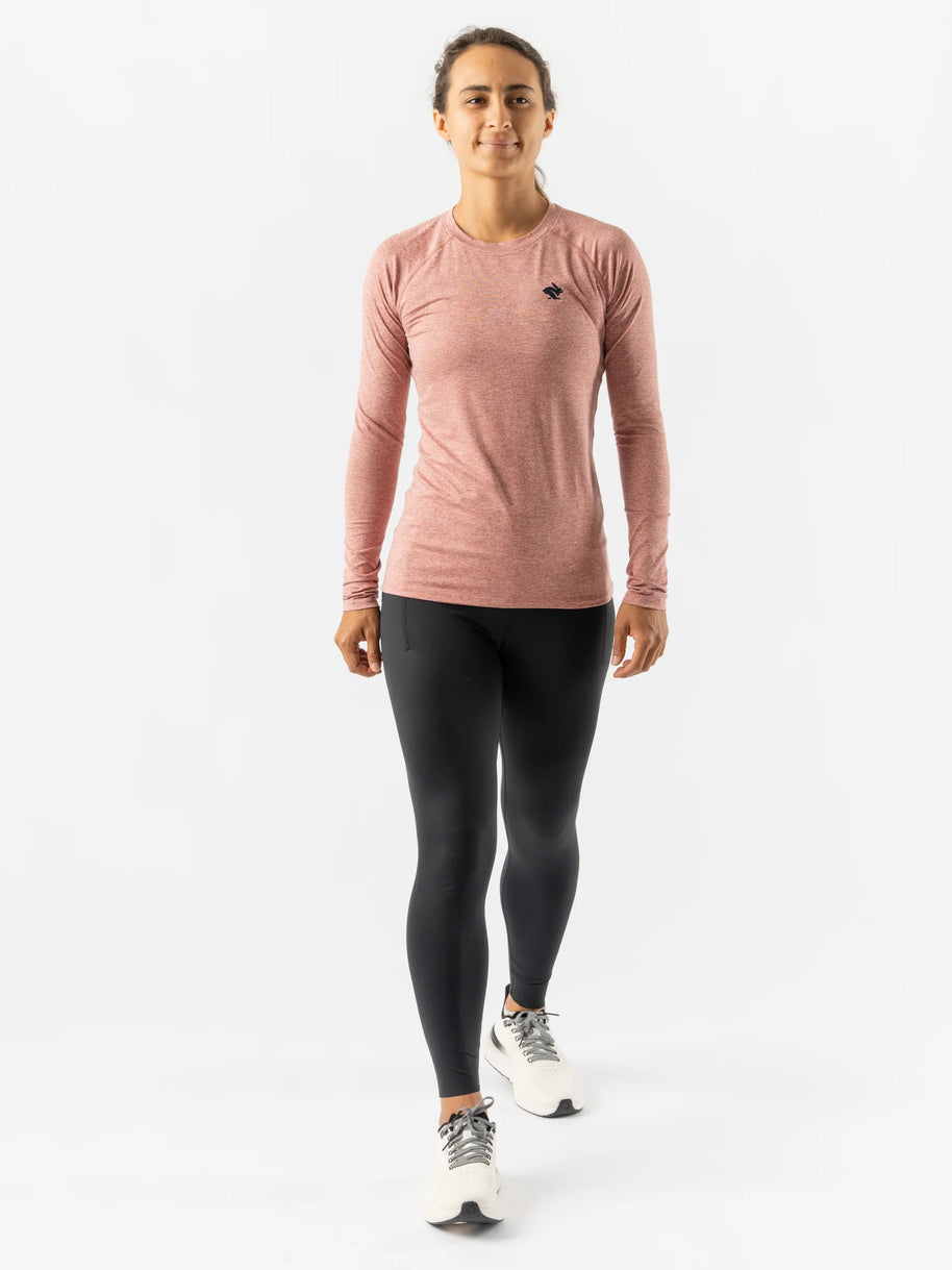 EZ Tee LS - Women by Rabbit in dusty rose, soft lightweight long sleeve shirt ideal for training runs and active daily wear