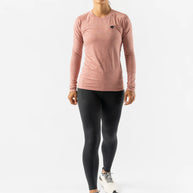 EZ Tee LS - Women by Rabbit in dusty rose, soft lightweight long sleeve shirt ideal for training runs and active daily wear