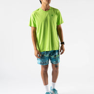 UPF Tee SS - Men by Rabbit in bright green lightweight jersey with UPF 50 and laser-cut perfs for breathability, ideal for outdoor running