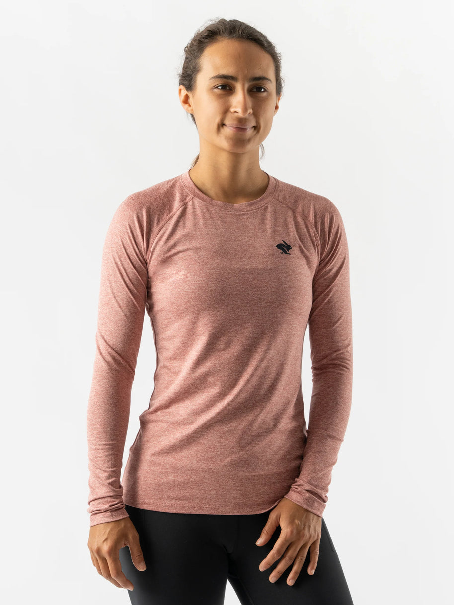 EZ Tee LS - Women by Rabbit in muted rose, soft lightweight long sleeve shirt for training runs and everyday comfort