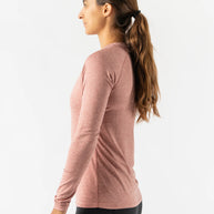 EZ Tee LS - Women by Rabbit in heather rose soft lightweight long sleeve shirt ideal for training runs and everyday comfort