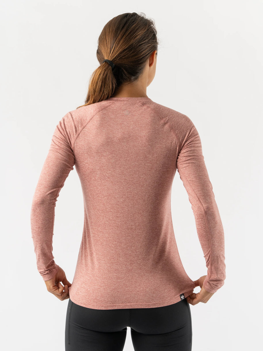 EZ Tee LS - Women by Rabbit in rose pink soft lightweight long sleeve top designed for training runs and everyday comfort