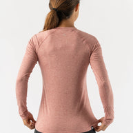 EZ Tee LS - Women by Rabbit in rose pink soft lightweight long sleeve top designed for training runs and everyday comfort