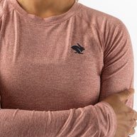 EZ Tee LS - Women by Rabbit in heather rose, soft lightweight long sleeve top ideal for training runs and casual wear