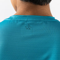 UPF Tee SS - Men by Rabbit in blue, lightweight breathable shirt with UPF 50 protection and laser-cut perfs for sun safety and running