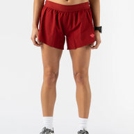 Fuel 'N Fly 4 - Women by Rabbit in red performance shorts with five pockets, peppermint kick, designed for long-distance running and training